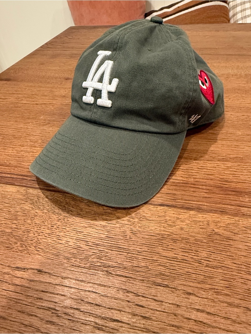 LA Dodgers 47 Baseball Cap - Olive Green with Heart Accent